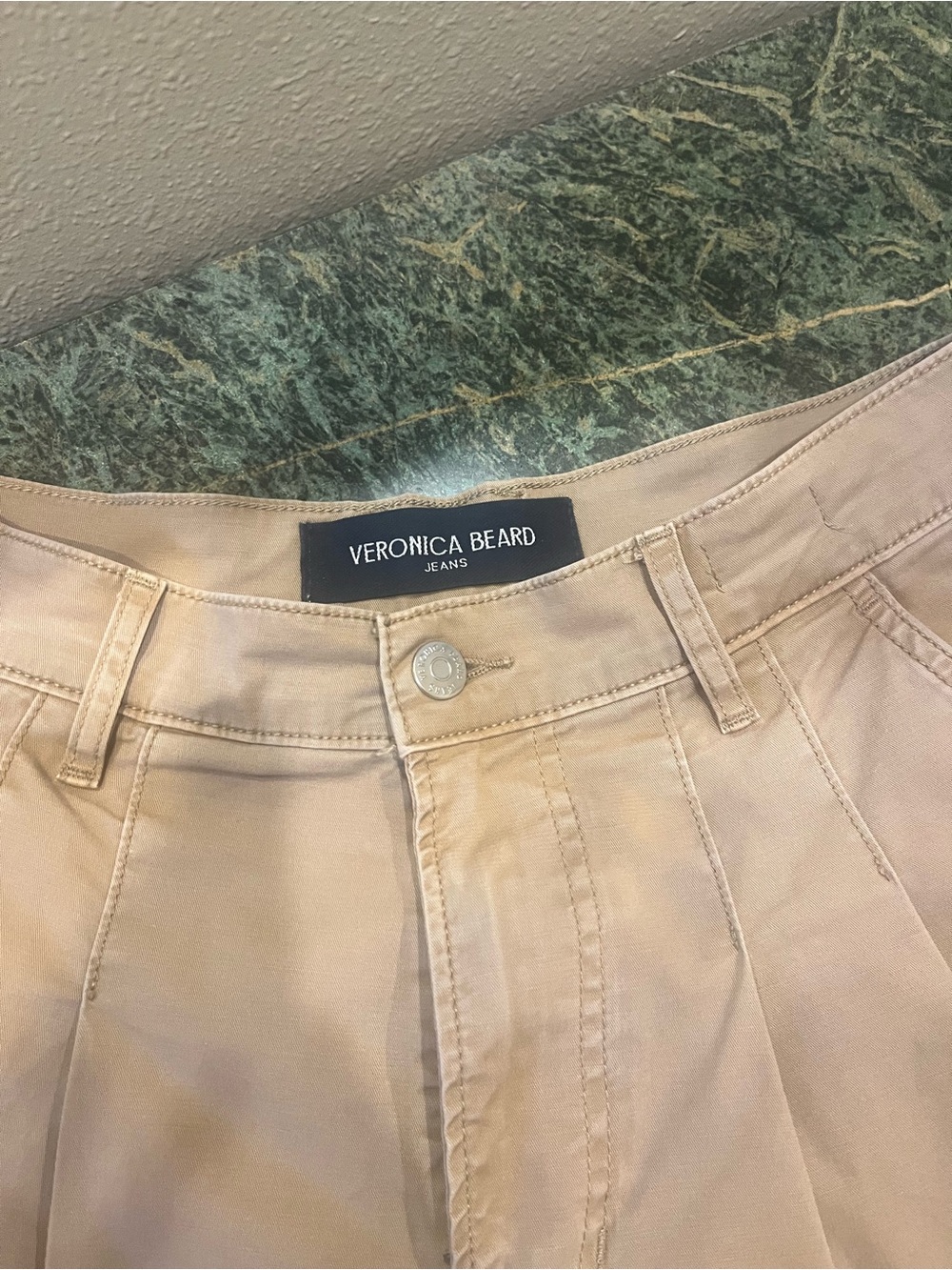Veronica Beard Beige High-Rise Pleated Pants - Picture 1 of 6